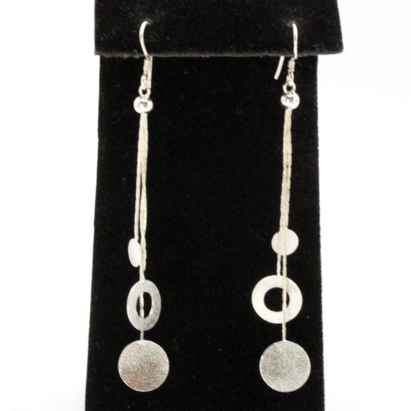 Contemporary Sterling Silver Drop Circular Exquisite Dainty Necklace Set - Picture 7 of 10